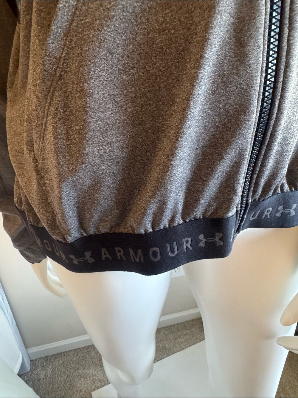 LG Women's Gray Bomber Jacket with Logo Hem - Picture 3 of 5